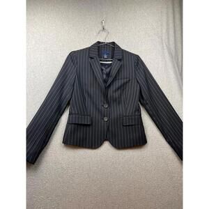 J Crew Womens Blazer Jacket Size 4 Teal Pinstripe Career Simple Modern Office